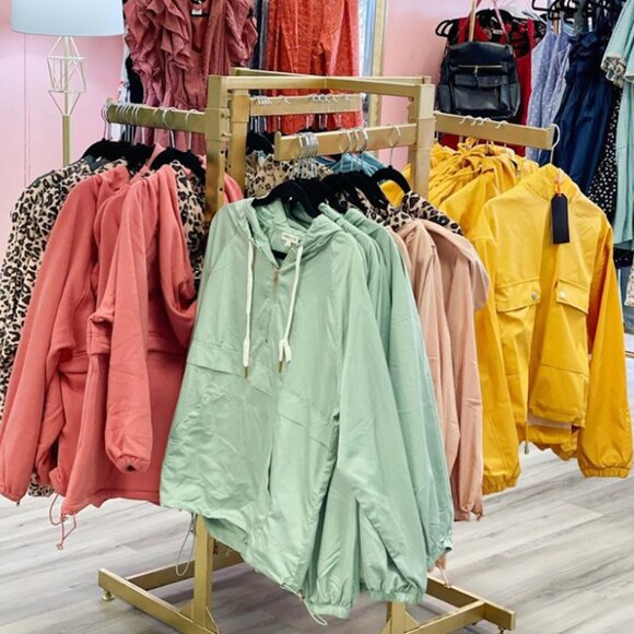 Mint Green Windbreaker Rain jacket Hoodie - Picture 11 of 11